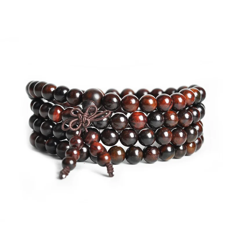 Тибетский буддизм 108 Черный Красный сандаловое дерево молитва шарик Мала