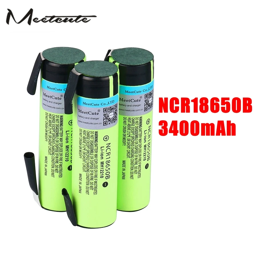 Meetcute 3400mAh NCR18650B 3 7 V защищенная 18650 батарея перезаряжаемая литиевая с DIY никелевая