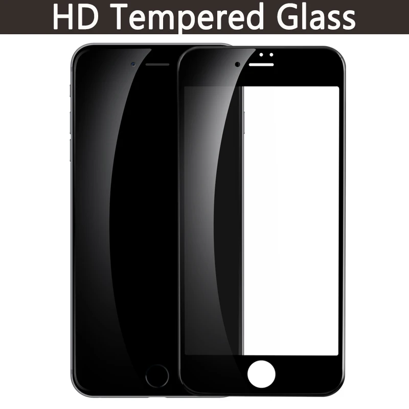 Black Закаленное стекло Baseus для iPhone 8 8 Plus, ультратонкое защитное стекло 9H для iPhone 7, 7 Plus, пленка с полным покрытием - Цвет: Black