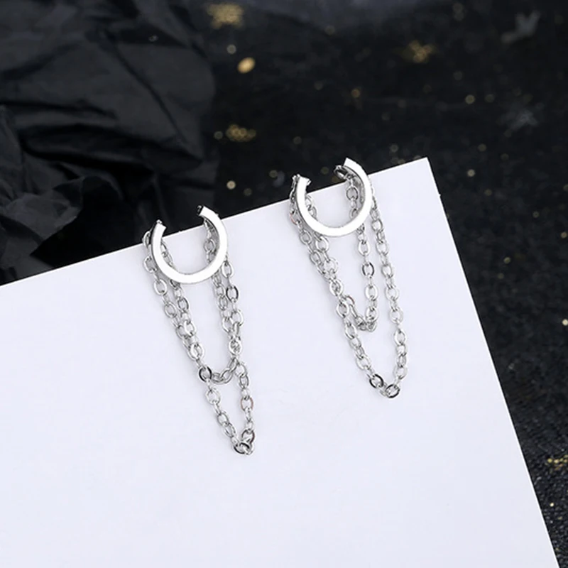

1 Piece Ear Cuff Clip Chain Tassel Clip On Earrings for women Silver Color Korea Jewelry Women New Ear Cuff