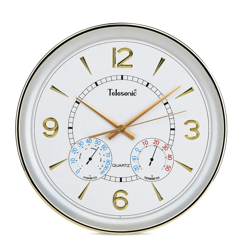 

Mute Wall Clock Mechanism Clocks Modern Creative Wall Watches Home Decor Living Room with Thermometer Quartz Clock Hygrometer