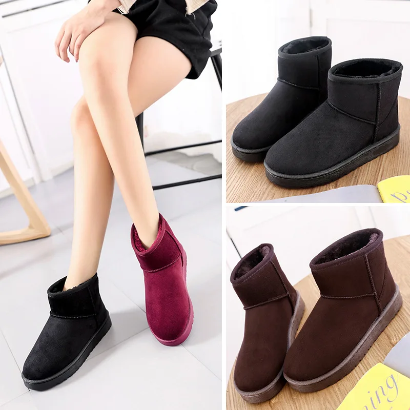 Зимние ботинки Классические однотонные полусапожки| |