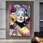 Marilyn Monroe, цветы, поп-арт, принты, холст, живопись на стене, плакаты-портреты, современное настенное искусство, картина для декора гостиной