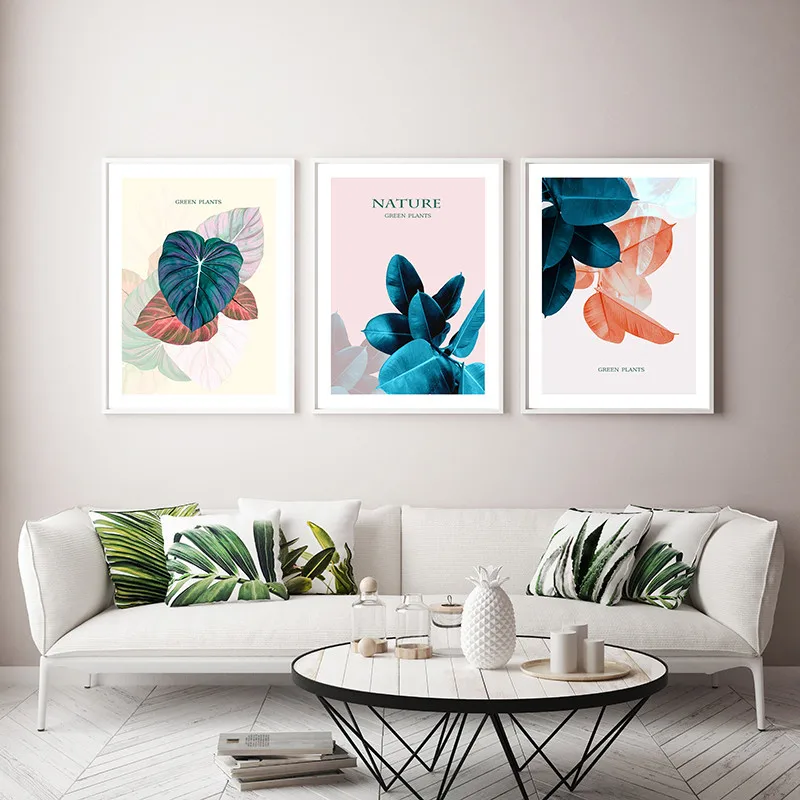 

Абстрактные растения листья скандинавские плакаты и принты настенная живопись на холсте настенные картины для декора гостиной