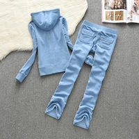 women tracksuit solid color velvet 2 pieces outfit sweatshirtstraight sweatpants matching set fitness sporty streetwear xs 2xl