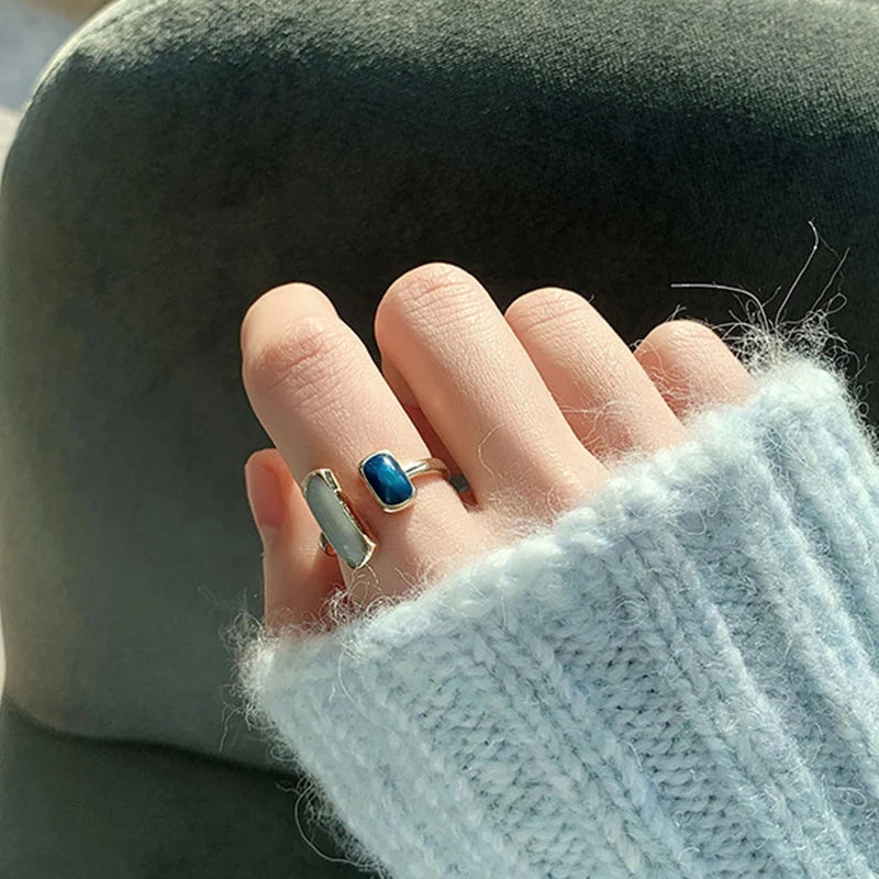 

French Retro Romantic Color Matching Drop Glaze Jewelry Party Girls' Luxury Ring Gold Open Rings For Woman
