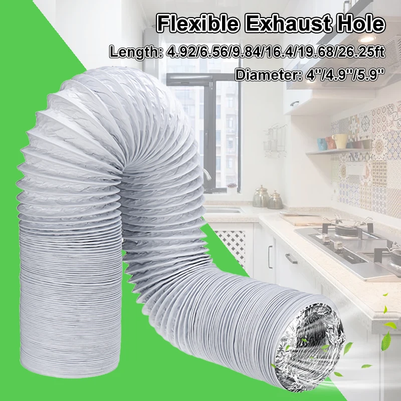 

1.5-8M Aluminum Foil Duct Hose Pipes Fittings Kitchen Flexible Exhaust Inline Fan Vent Hoses Ventilation Air Vent Tupe Part