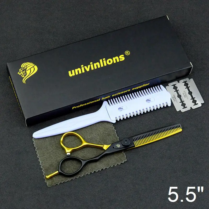6025A55-Thinning 5,5/6,0 Профессиональные Японские Стальные Парикмахерские ножницы парикмахерские ножницы набор парикмахерских бритв Горячая Парикмахерская стилист набор ножниц - Цвет: 6025A55-Thinning