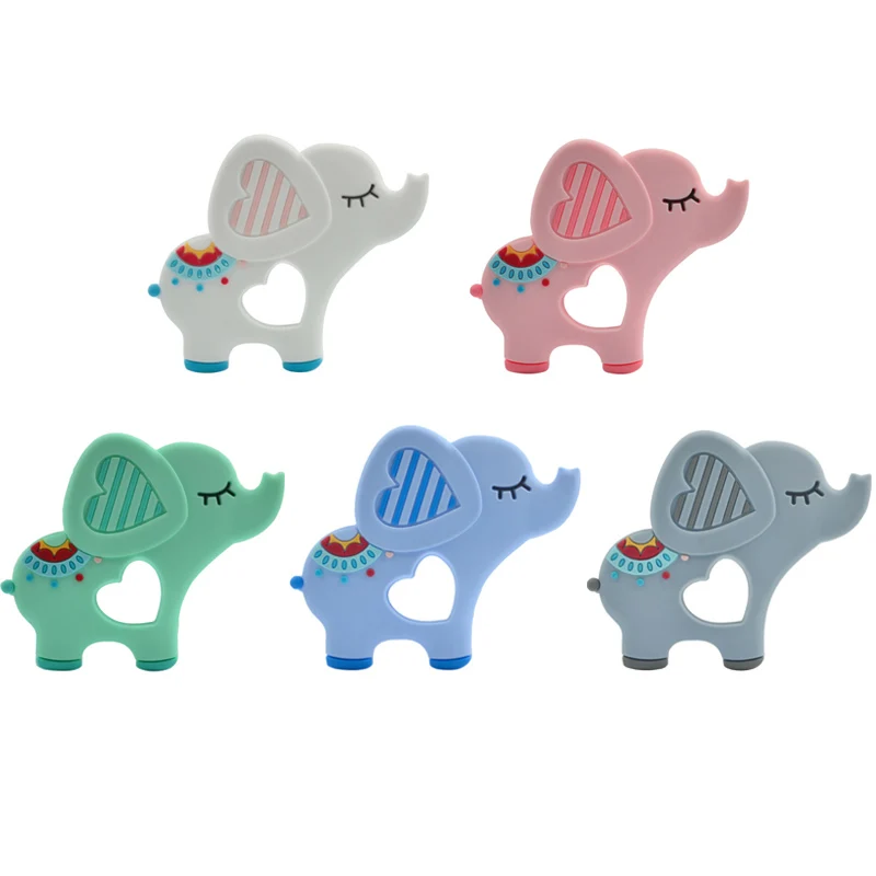 new elephant 5 шт., Детские Прорезыватели, силиконовые, без бисфенола, животные, милая собака, Детские Прорезыватели, игрушки, сделай сам, овцы, жевательные подвески, Детские Прорезыватели, подарок, обезьяна - Цвет: new elephant