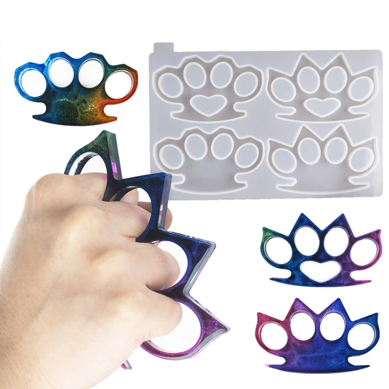 

1pc Knuckle Dusters Silicone Mold for Resin Craft (4 Cavity) Self Defense Weapon DIY Resin Mould Supplies Silicone Mold