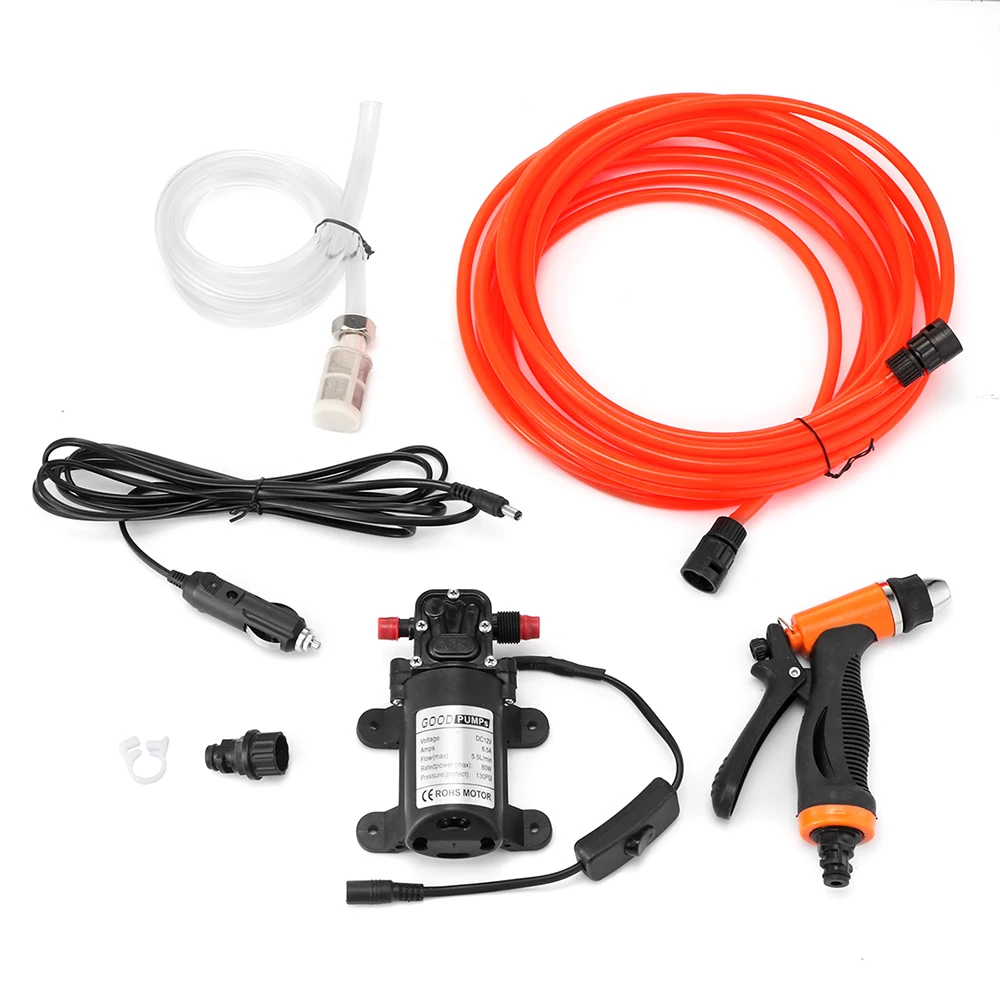 DC 12V 80W 160PSI High Pressure Jet Washer Car Electric Washer Wash Pump Set Portable Auto Washing Machine Kit With Car Charger