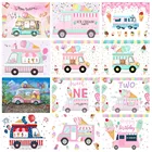 Mocsicka мультфильм Мороженое Грузовик ребенок день рождения декорация мороженое торт разбивать ребенок фотография фон фотосъемка