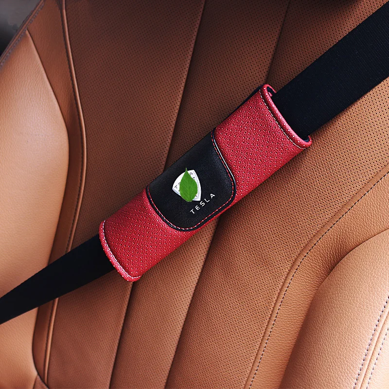 2pcs High Quality Microfiber Leather Car Seat Belt Covers Shoulder pads for Tesla Model 3 X S Styling | Автомобили и мотоциклы