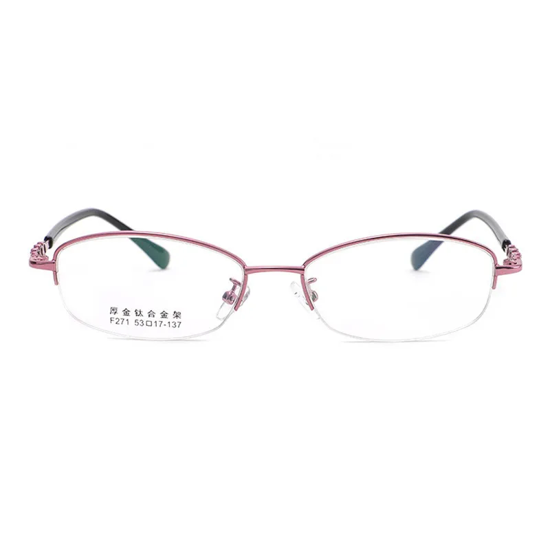 

OEYEYEO New Ladies Business Titanium Alloy Spectacle Frame Elegant Temperament Eyeglasses Fashion Hollow Half Frame Eyewears 271