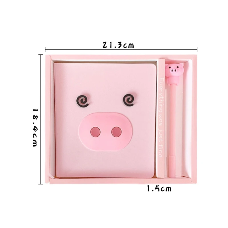

Pig Journal Notebook Pen Set Lovely Gifts for Girls PP Cover Note Book Traveler Journey Memo DJA99