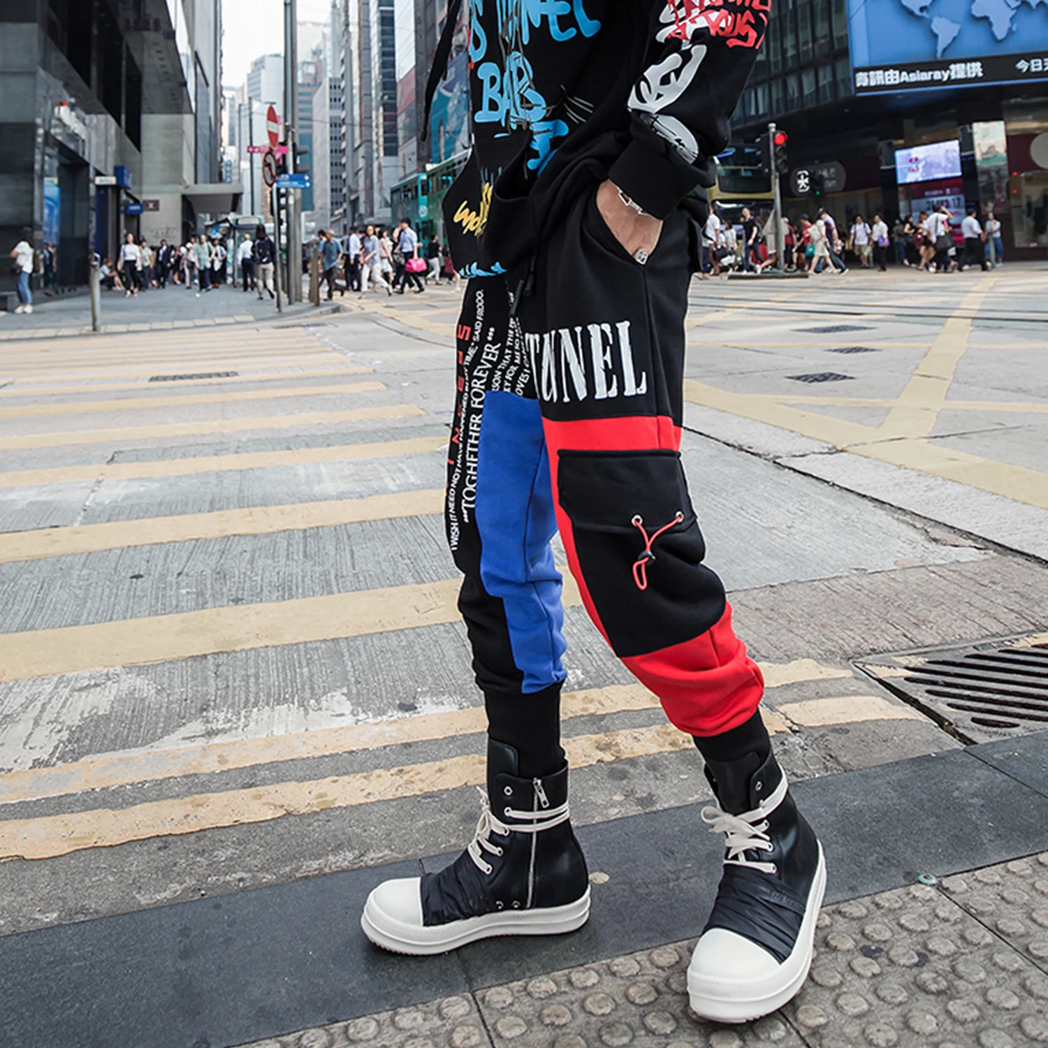 Aelfric Eden хип хоп Лоскутные с буквенным принтом мужские брюки карго 2019 Harajuku