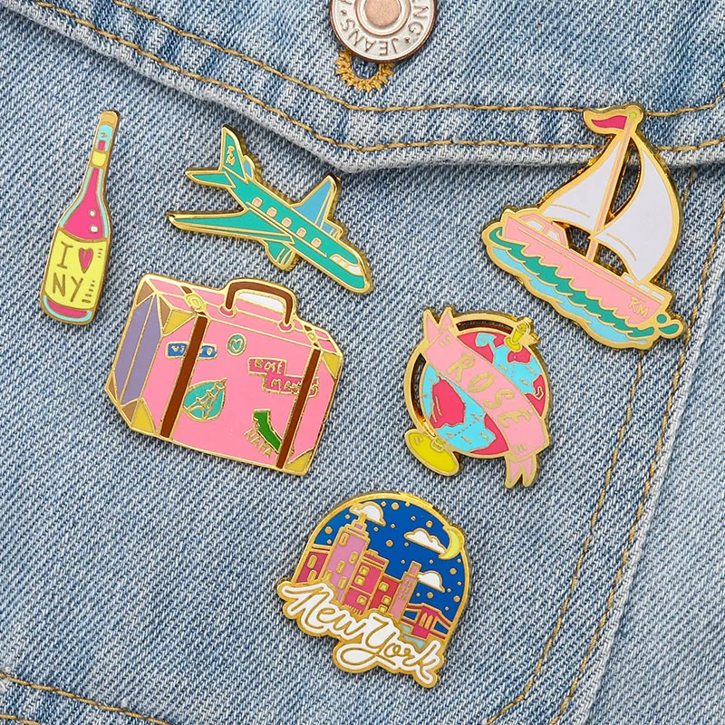 Симпатичные броши для страйтборда корабля винного искусства булавки багажника