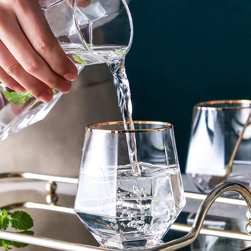 

Colorful Glass Water Jug Cup Set Home Kitchen Drinkware Pitcher Hexagonal Cold Water Kettle Milk Juice Wine Jugs Teacup Bottle