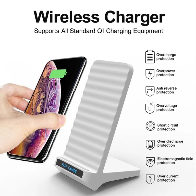 35w qi wireless charger stand for iphone x xs max xr 11 pro 8 for samsungs s20 s10 s9 fast charging dock station phone charger free global shipping