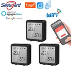 Датчик температуры и влажности Tuya WiFi, черный домашний гигрометр с поддержкой Alexa Google Smart Life APP