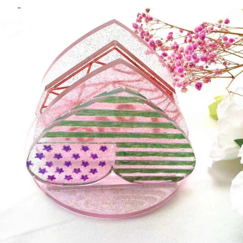 

13ME 1Set Coffee Tea Cup Stand Holder Epoxy Resin Mold Mug Mat Coaster Silicone Mould