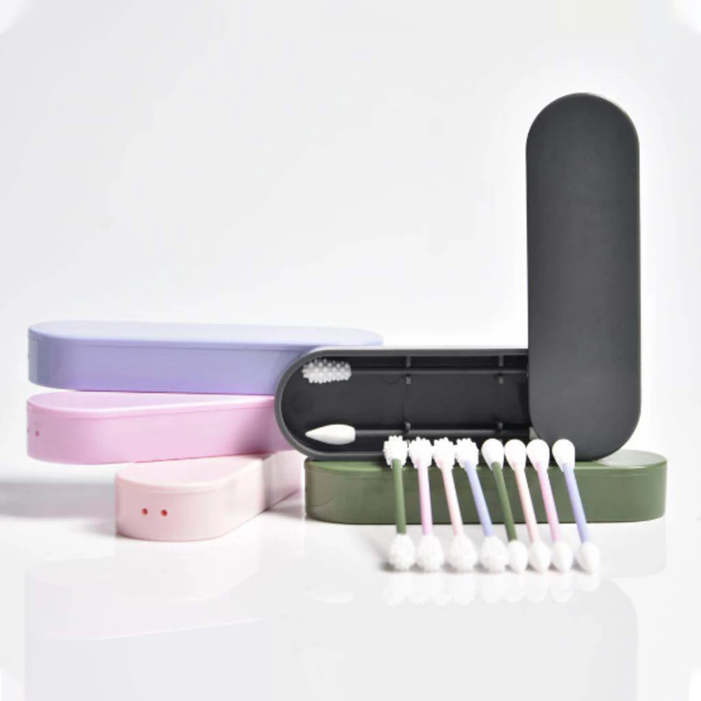 

Double-Headed Silicone Gel Cotton Swab for Ear Cleaning, Makeup, Beauty Treatment with Dust-proof Cases Reusable Cotton Swab