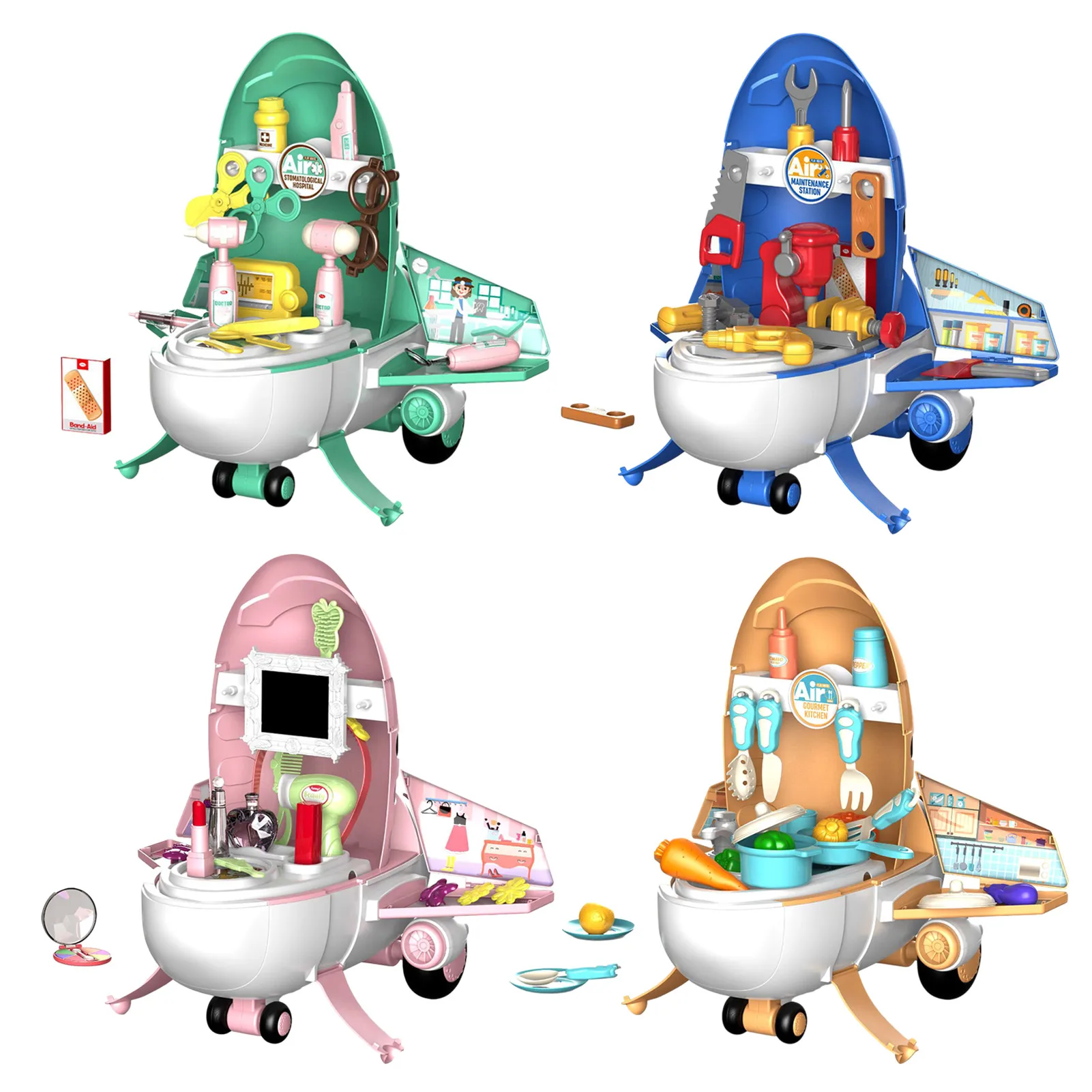 

Plane Storage Boy's Toy Repair Kit Girl's Make-up Cook Doctor's Mini Supermarket Family Suit Color Box Packaging