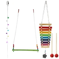 4pcs bird plaything set creative xylophone with fruit skewers parrot swing