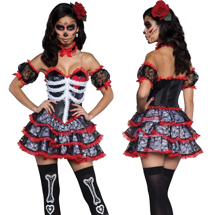 Mexican Day Of The Dead Comtume for Women of the dead Ghost Brides Party Uniform Coco Cosplay Masquerade Sexy Performance | Тематическая