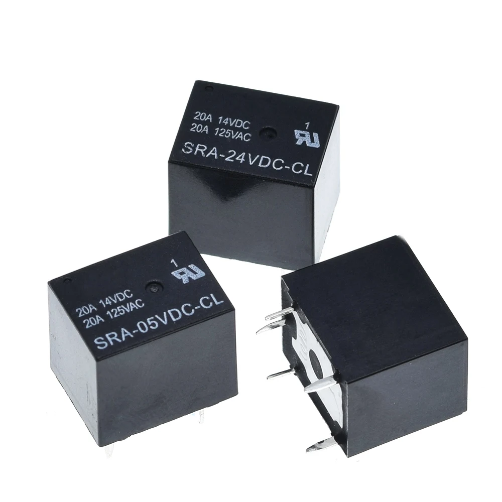10 шт. 5 В 12 24 постоянного тока 20A DC Мощность реле SRA 05VDC CL 12VDC 24VDC 5Pin PCB Тип в наличии