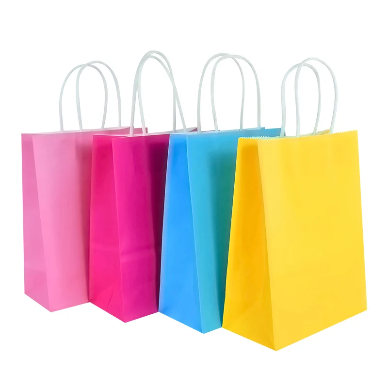6 шт./лот красочный пакет из крафт-бумаги с ручками Подарочные Упаковочные пакеты