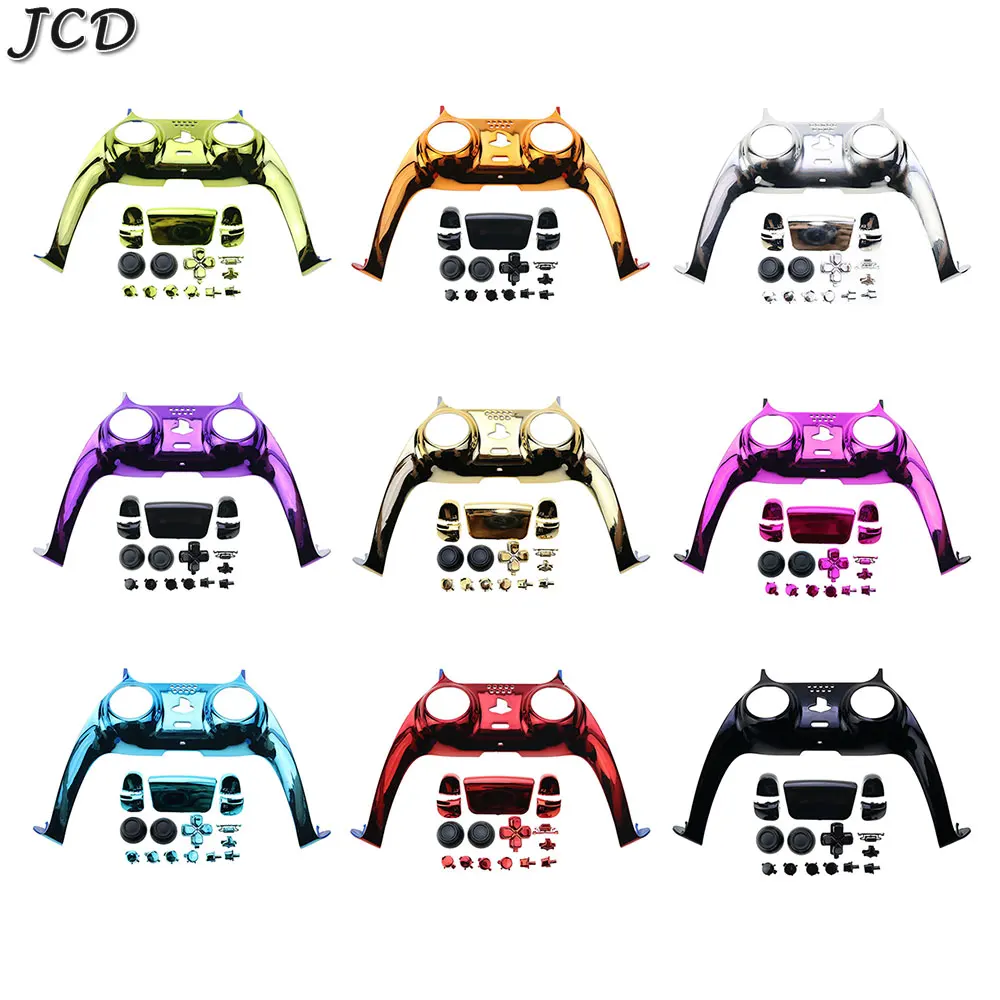 

JCD Chrome Decorative Strip for PS5 Controller Gamepad Cover Shell Case Trim Strip Replacement L1 R1 L2 R2 Full set Buttons