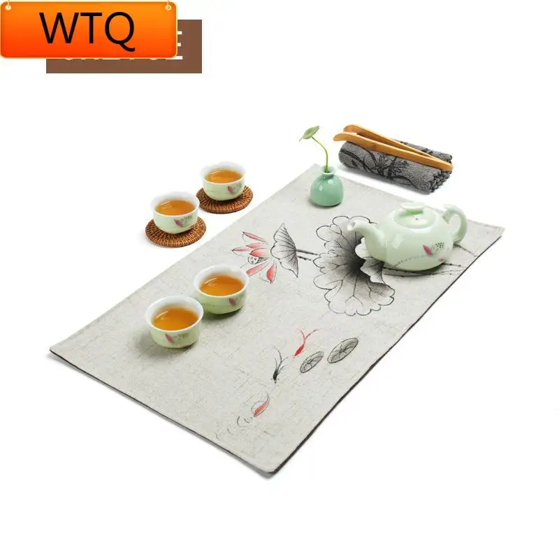 

Table Flag Trumpet Placemat Fabric Hand-painted Tea Mat Coffee Table Pad Table Mat Cotton Linen Cloth Table Mat Tea Mat Linen