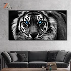 Суперреалистичная черно-белая голова тигра, Постер для украшения дома, картина на ткани, настенные картины для домашнего дизайна