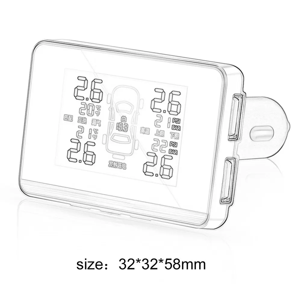 

Catuo New Car TPMS Tire Pressure Monitoring System With 4 Internal Sensor Charge LCD Tire Pressure Display Support Bar/PSI Hot