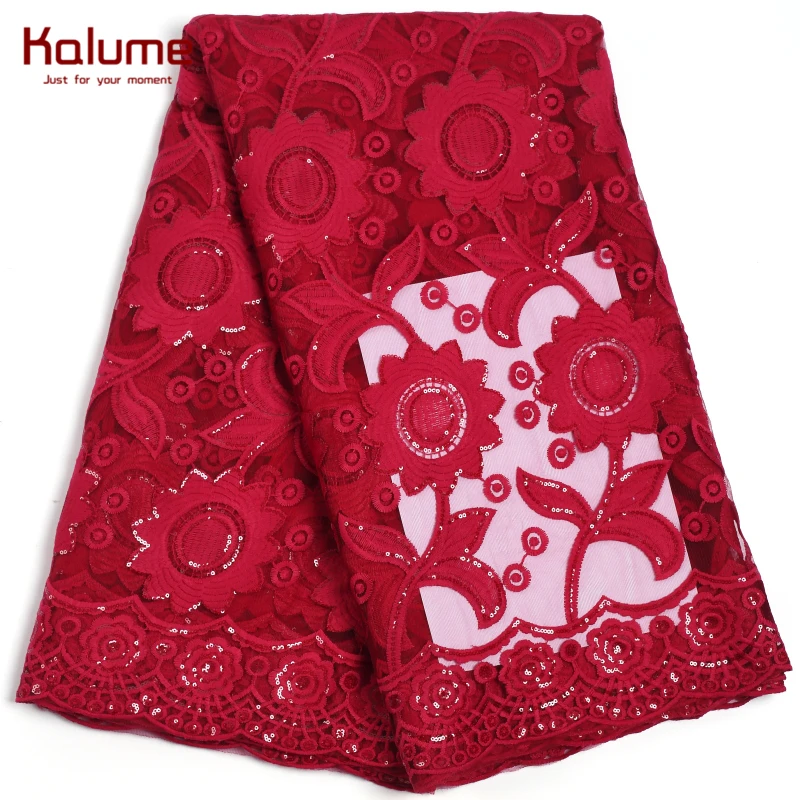 

Kalume African Lace Fabric With Sequins French Milk Silk Lace Fabric High Quality Nigerian Tulle Lace Fabric For Wedding 2215