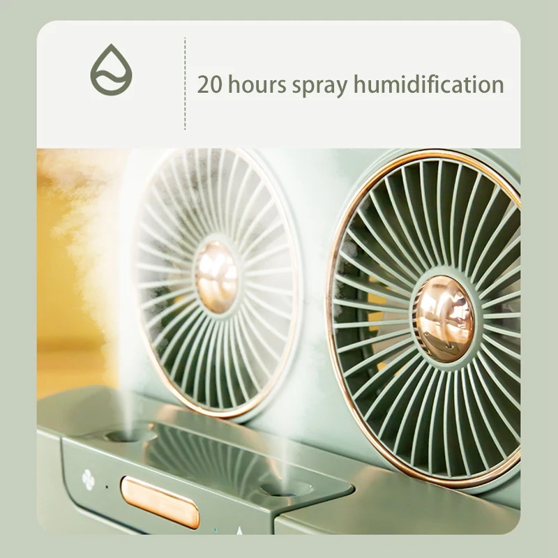 

Double Head Spray Humidification Water Spray Mist Fan Electric USB Rechargeable Air Conditioner for Outdoor