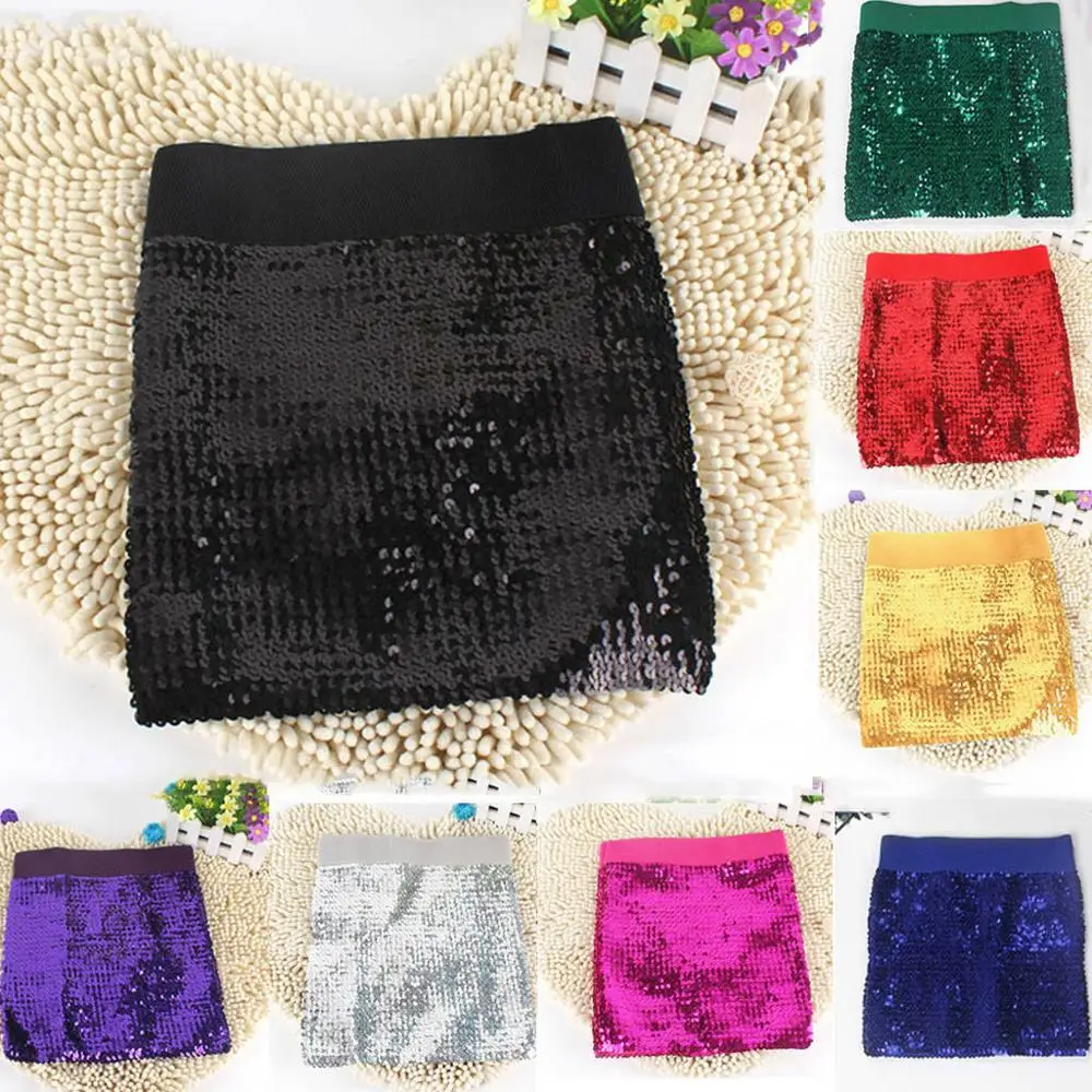 Женская облегающая мини юбка с золотыми блестками короткая танцевальная для