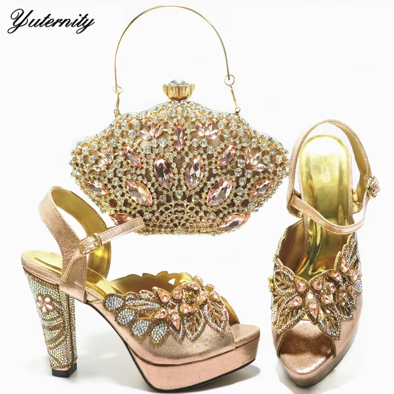 Новый итальянский комплект стразы серебро Цвет из обуви и сумки 2021 Лидер продаж в