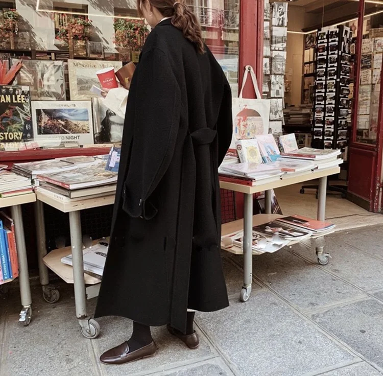 

Women's long cashmere coat autumn and winter new Korean leisure plus cotton padded woolen coat high-grade temperament coat