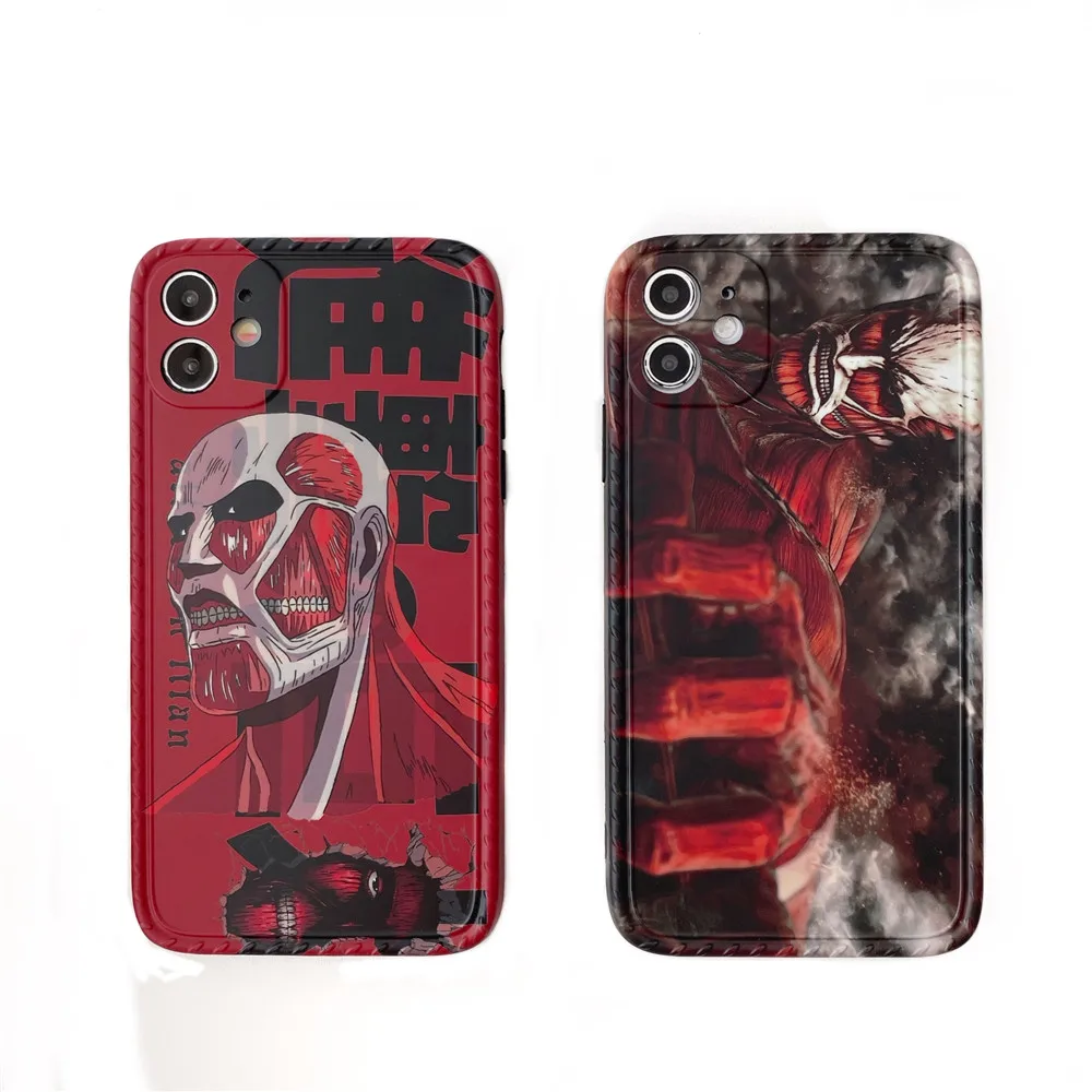 

Attack on Titan Japan Anime Phone Case for IPhone 7 8 Plus SE2 12 11 Pro X XS Max XR Red Back Protect Cover Cute Cartoon Capa