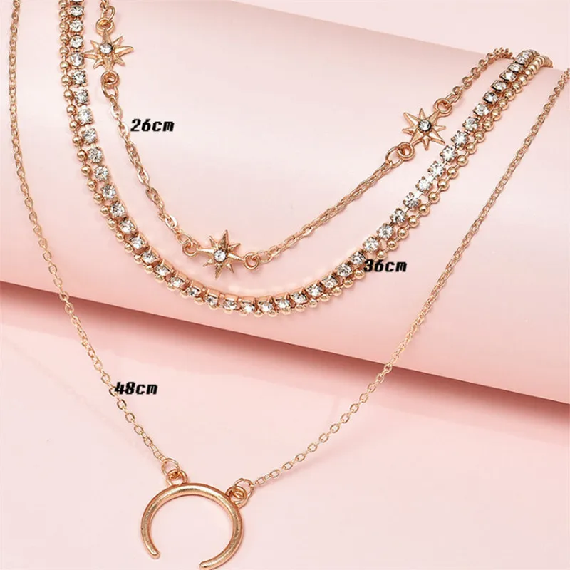 

Simple Creative Temperament Moon Star Multilayer Necklace for Women