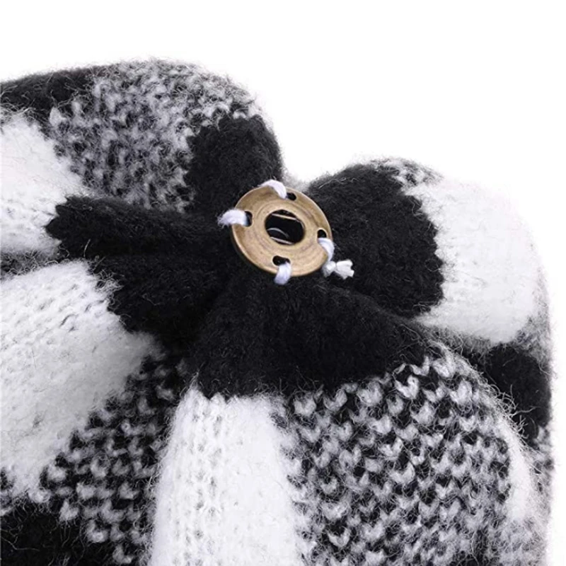 

Winter Soft Plaid Cuff Beanie Hat Thick Chunky Warm Knit Skull Ski Cap