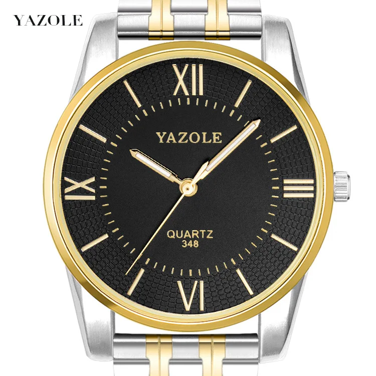 YAZOLE brand Leisure business Men's Quartz Watch waterproof, luminous, gold steel strap, gentleman style