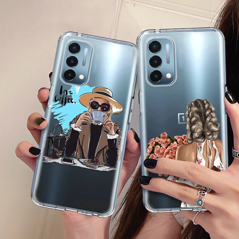 

Fashion Girl Soft Liquid Silicone Case for Oneplus Nord 2 CE 9RT 5G N200 9 Pro Cover for Oneplus 9R 1+9 8T 8 1+8T 7 1+7T 6 1+6T