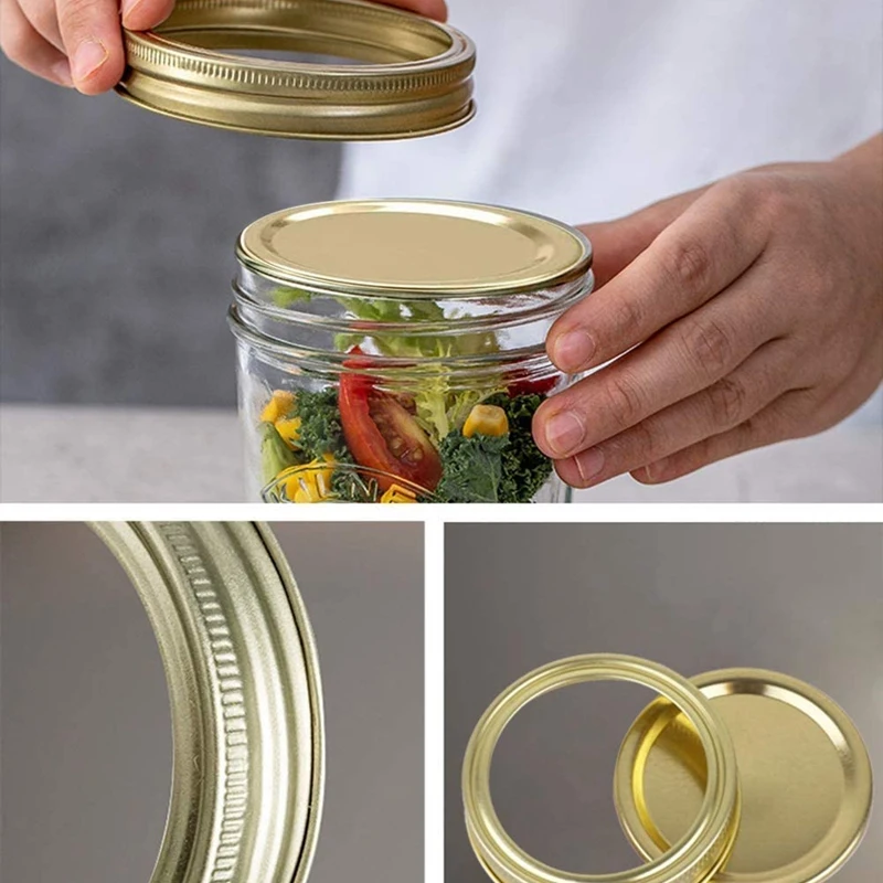 

24 Pcs Wide-Mouth Mason Jar Lids and Rings Are Suitable for Mason Jars,Jars and Lids with Leak-Proof Storage,with Seal