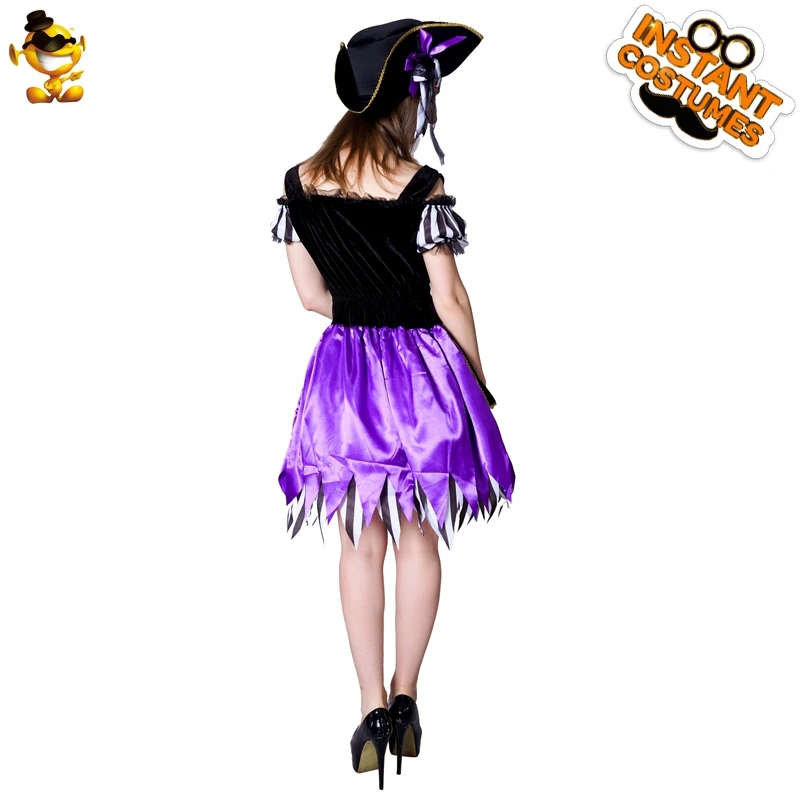 Женское фиолетовое платье пиратской тематики на Хэллоуин |