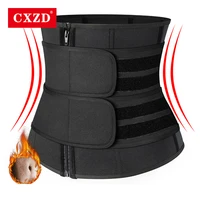 cxzd 2021 new women waist trainer fitness sauna sweat neoprene slimming belt girdle shapewear modeling strap zipper body shaper