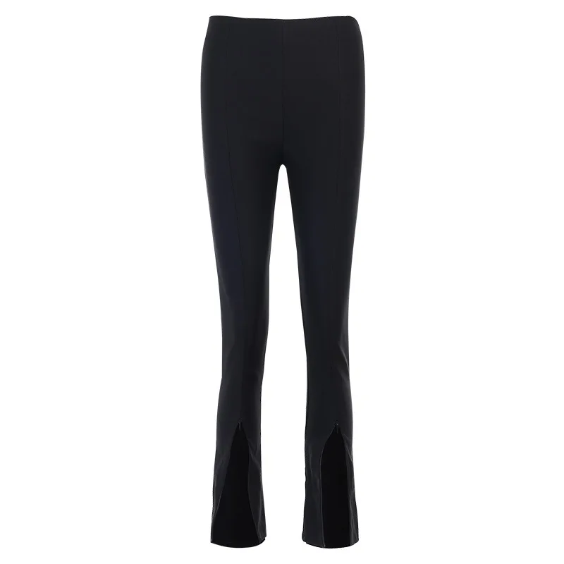 

2021 fall new elastic slim trousers leg openings zipper slit slim trousers women pants
