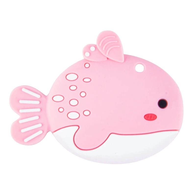 Fish Pink 5 шт. детские игрушки для прорезывания зубов силиконовая подвеска-прорезыватель с изображением кота обезьяны жирафа, рыбы, животных, не содержит бисфенол, маленький Прорезыватель для зубов, 6 стилей - Цвет: Fish Pink
